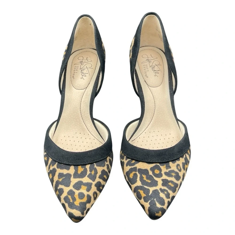 Life Stride Women’s Heels Brown Black Leopard Animal Print Stiletto Size 6 Glam - Picture 2 of 9